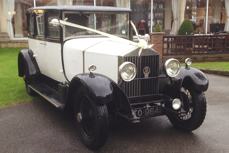Stunning 1929 Rolls Royce with black and white coachwork