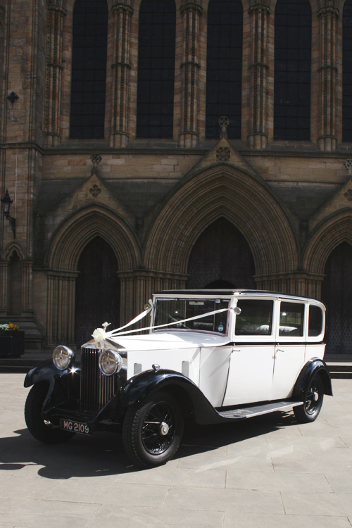 Vintage Rolls Royce from 1933 as a wedding car at Ripon, North Yorkshire